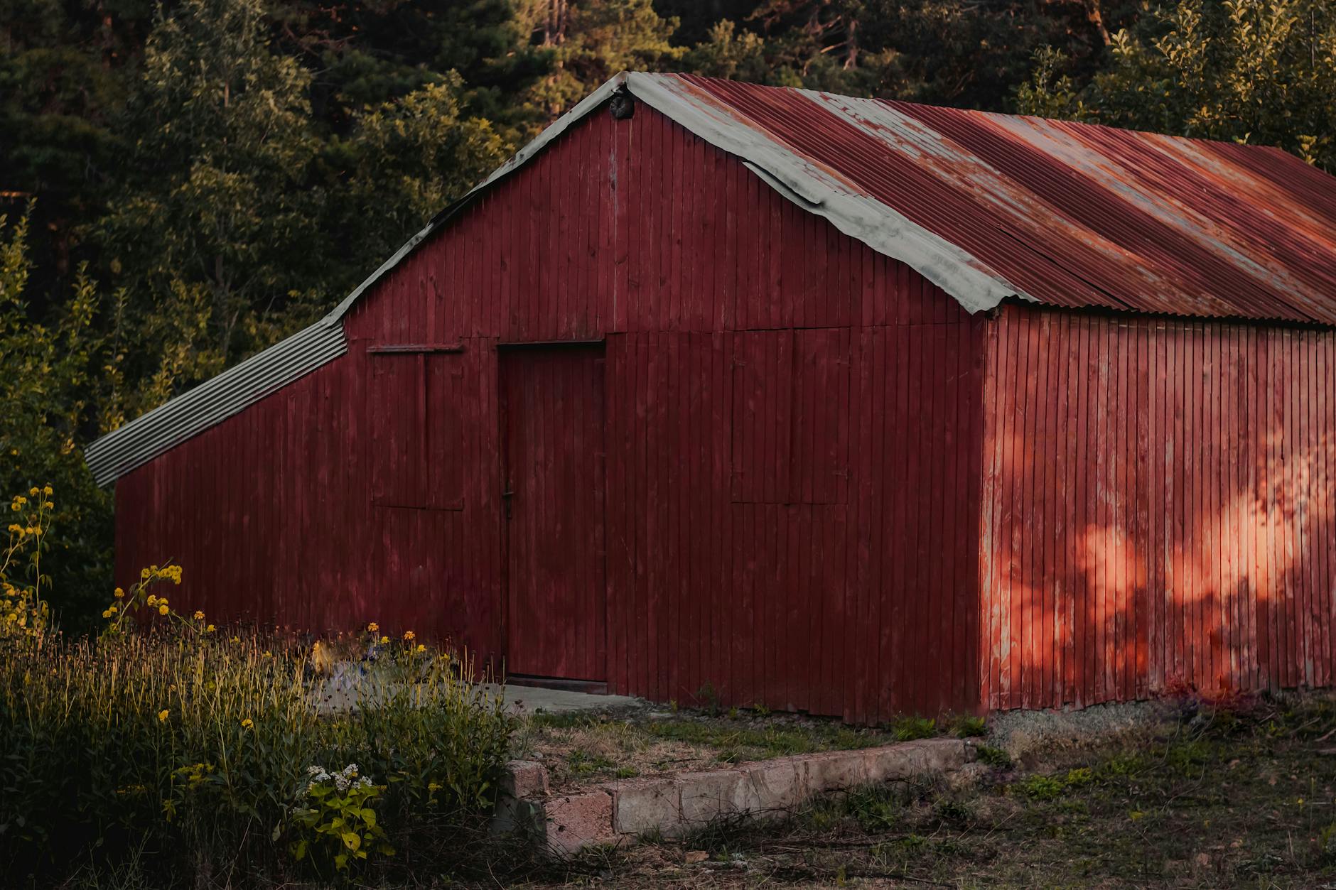 view of a red barn